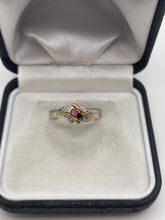 Load image into Gallery viewer, 9ct gold sapphire, ruby and diamond ring
