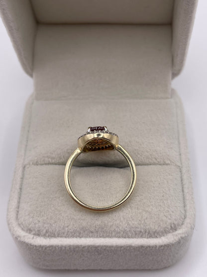 9ct gold tourmaline and zircon ring