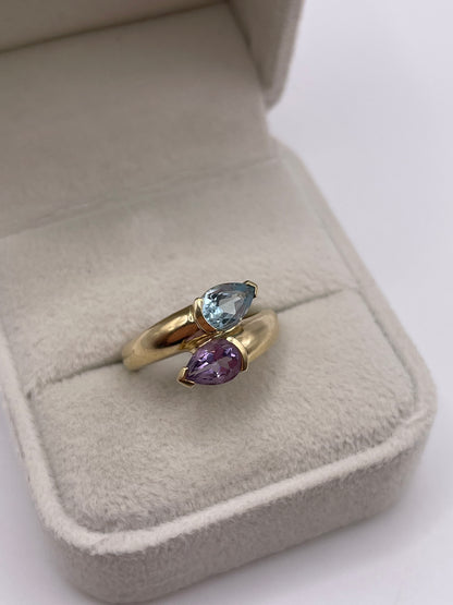 9ct gold amethyst and topaz ring
