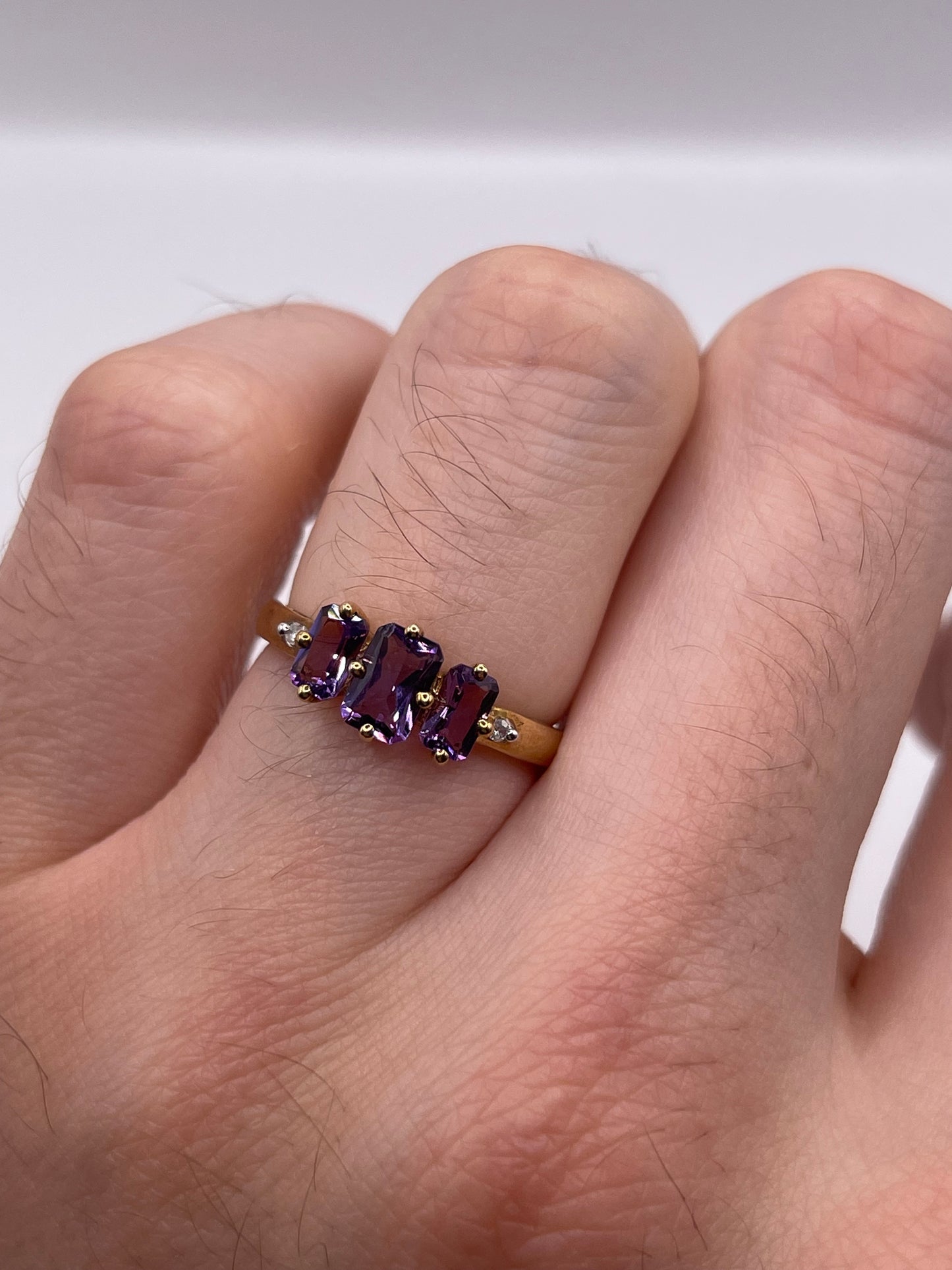 9ct gold amethyst and diamond ring