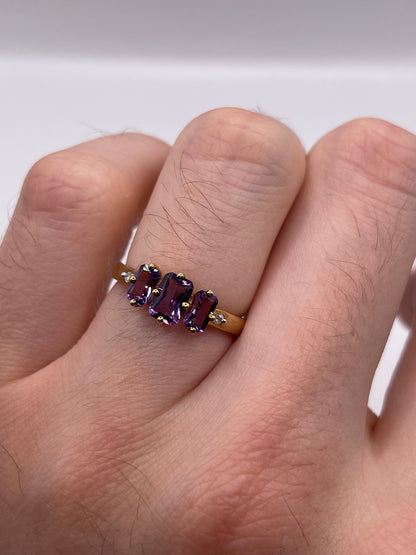 9ct gold amethyst and diamond ring