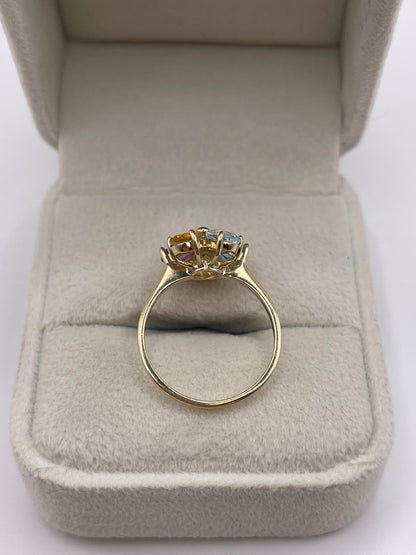 9ct gold multi gemstone ring