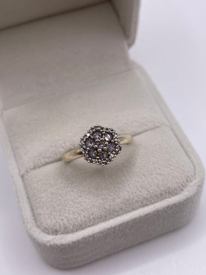 9ct gold tanzanite and diamond ring