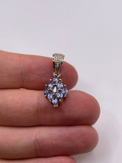 9ct gold tanzanite and diamond pendant