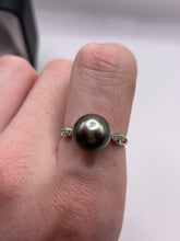 Load image into Gallery viewer, 9ct white gold pearl and diamond ring
