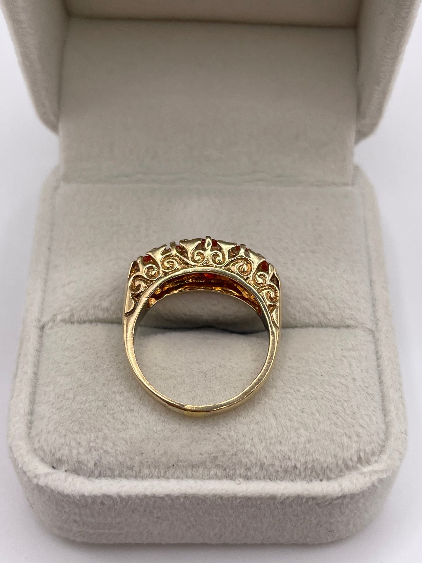 9ct gold fire opal and diamond ring
