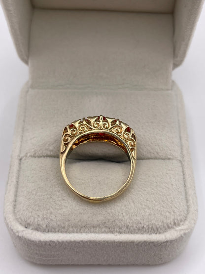 9ct gold fire opal and diamond ring