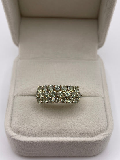 9ct gold green sapphire cluster ring