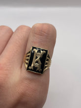 Load image into Gallery viewer, 9ct gold onyx initial ring

