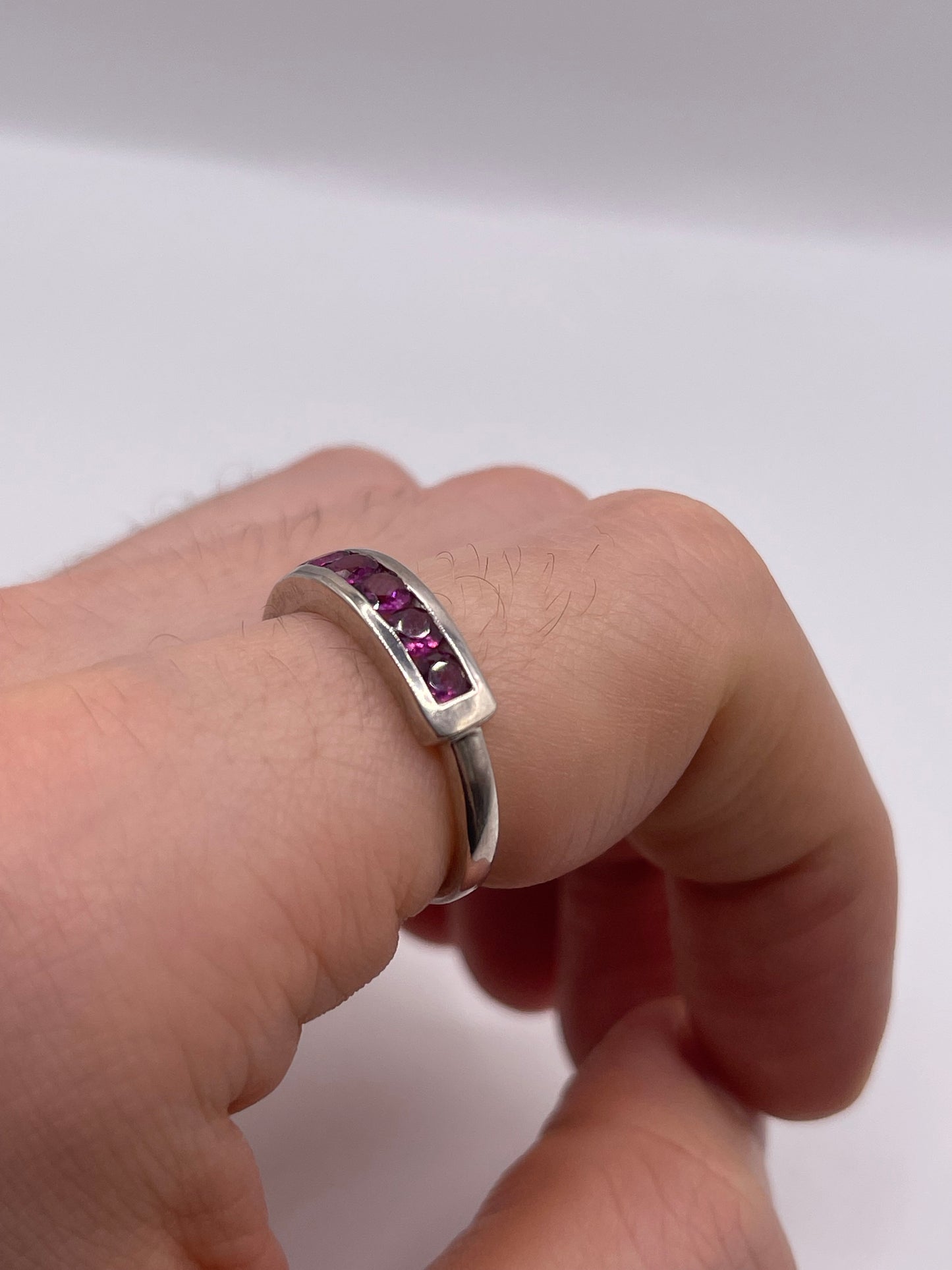 Silver garnet ring
