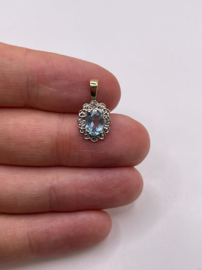 9ct gold topaz and diamond pendant