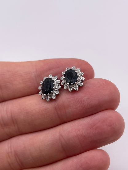 9ct gold sapphire and diamond earrings