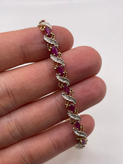 9ct gold ruby and diamond bracelet