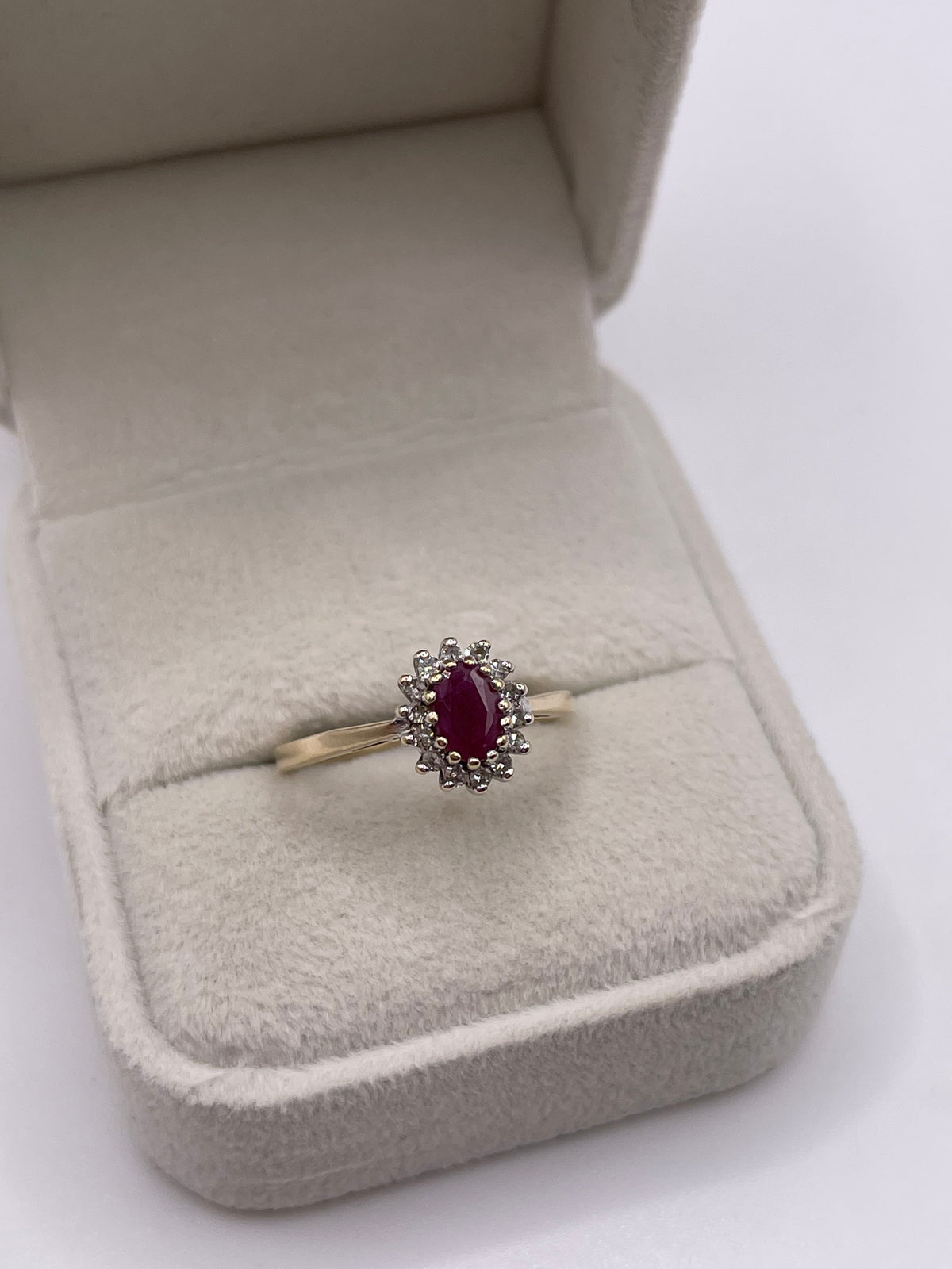 9ct gold ruby and diamond ring