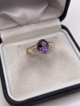 Load image into Gallery viewer, 9ct gold amethyst and diamond ring
