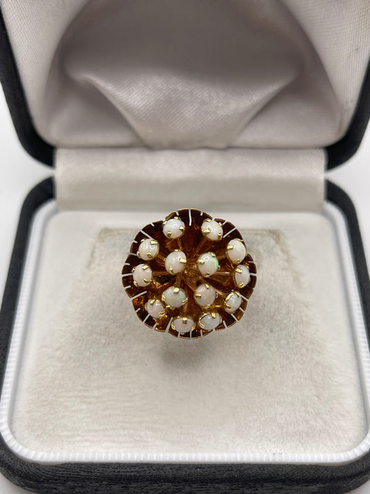14ct rose gold opal cluster ring
