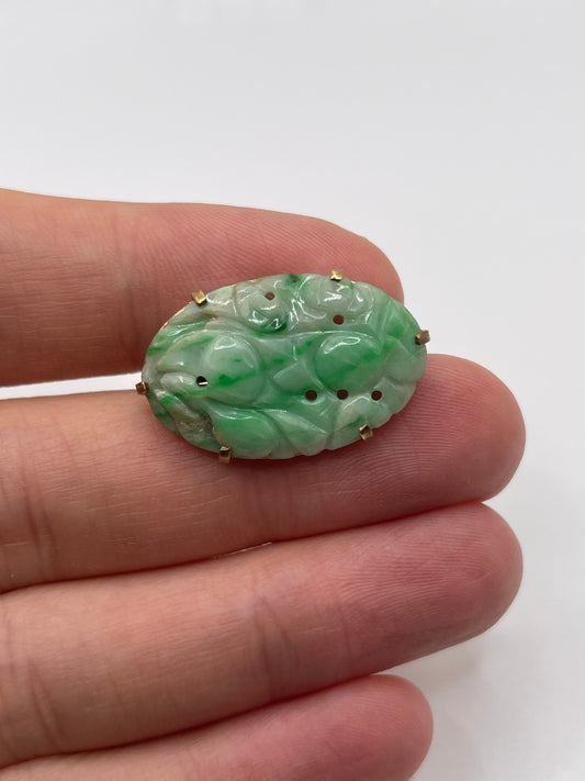 9ct gold jade brooch