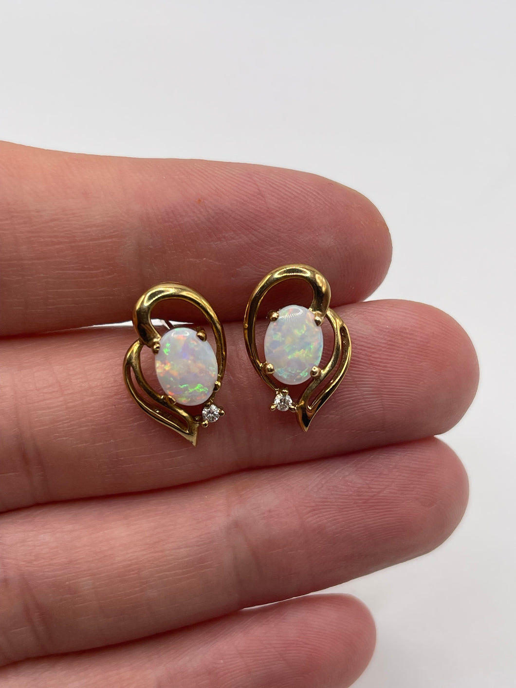 9ct gold opal and diamond earrings