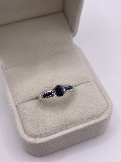 9ct white gold sapphire and diamond ring