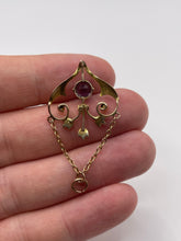 Load image into Gallery viewer, Antique 9ct rose gold amethyst and pearl pendant
