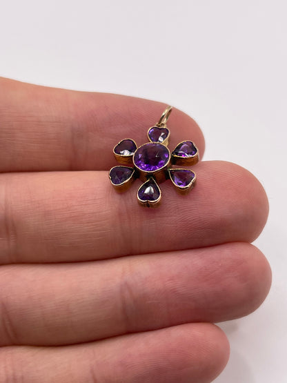 Antique 9ct gold amethyst pendant