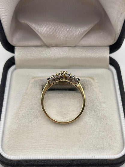 9ct gold sapphire and diamond cluster ring
