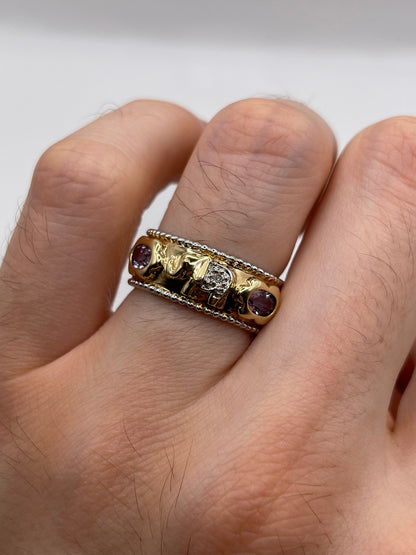 9ct gold amethyst and diamond elephant ring