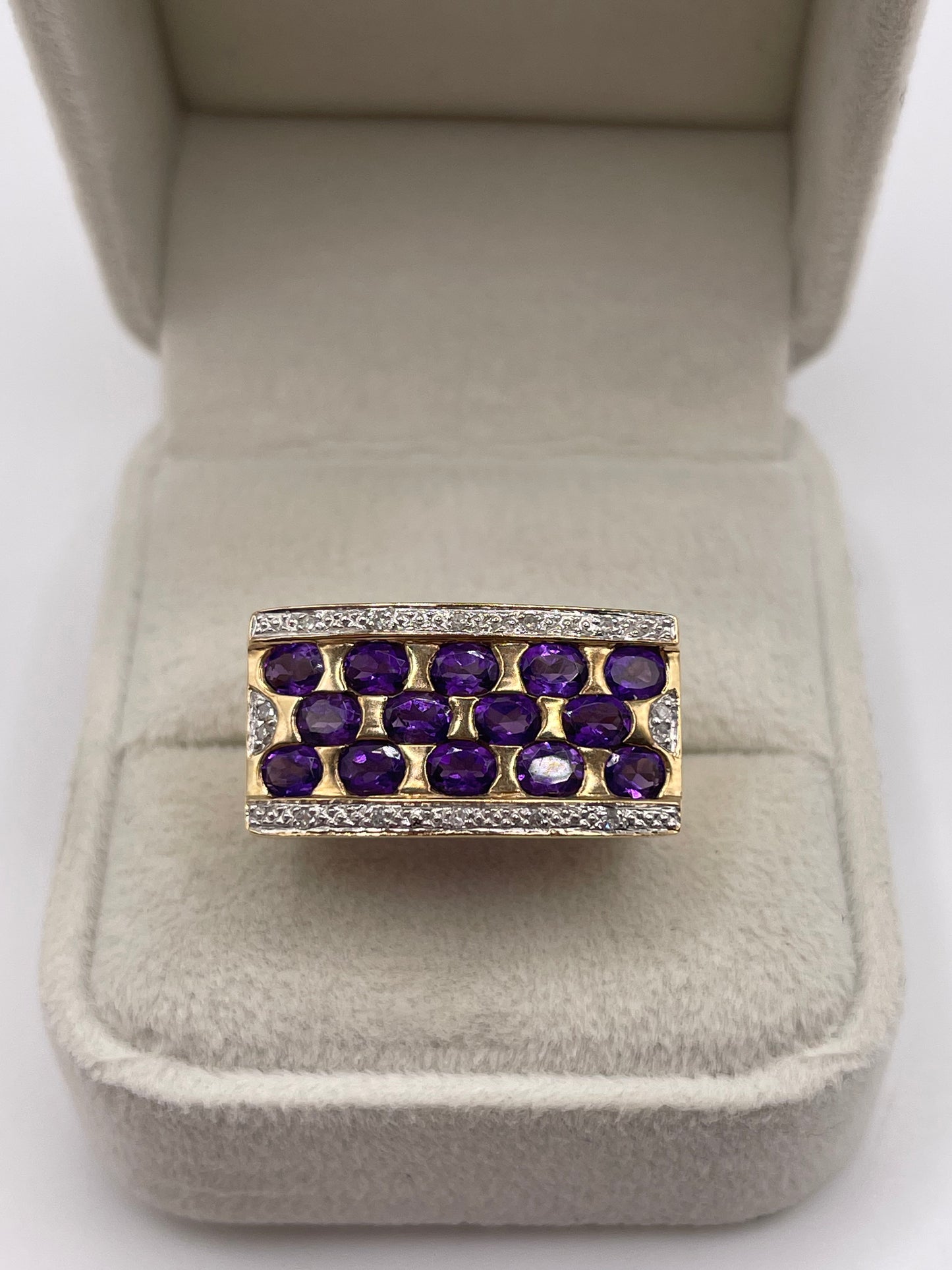 14ct gold amethyst and diamond ring