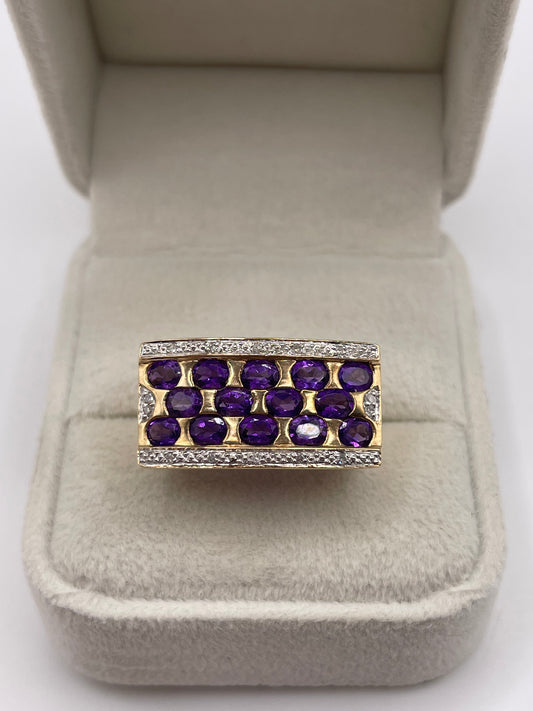 14ct gold amethyst and diamond ring