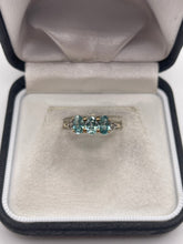 Load image into Gallery viewer, 9ct gold blue zircon and zircon ring
