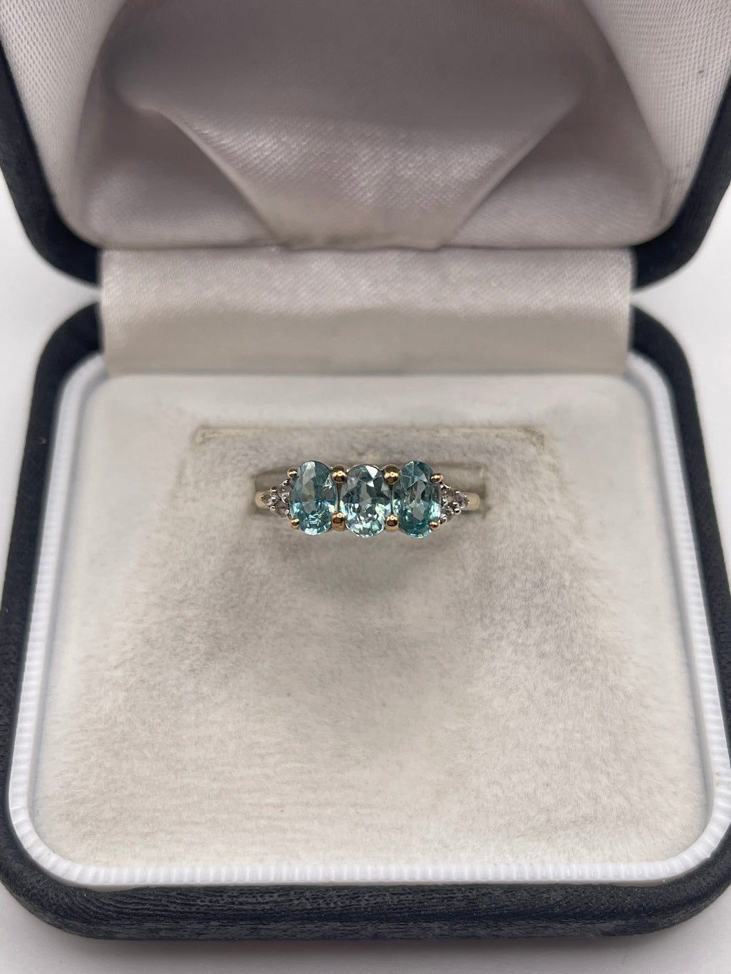 9ct gold blue zircon and zircon ring