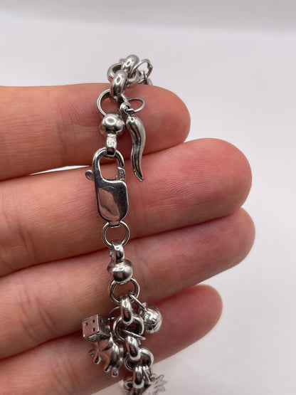 9ct white gold charm bracelet