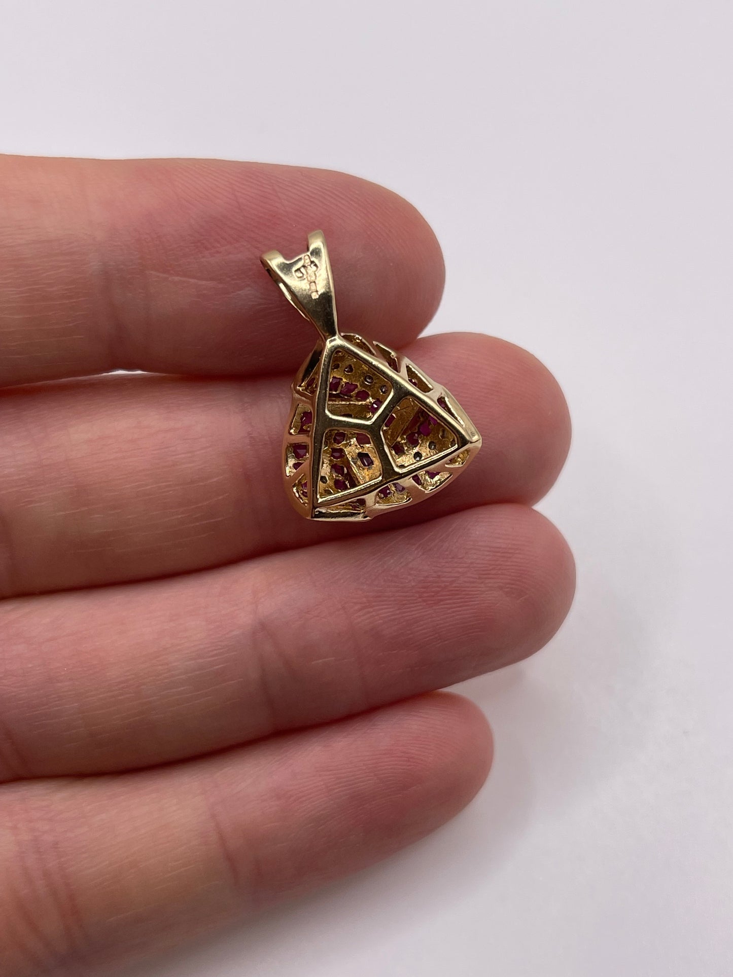 9ct gold ruby and diamond pendant