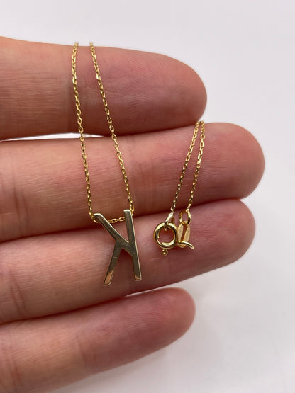 9ct gold initial K necklace