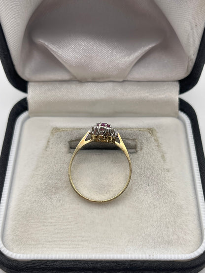 9ct gold ruby and diamond ring