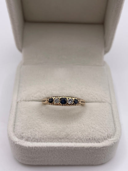 9ct gold sapphire and diamond ring