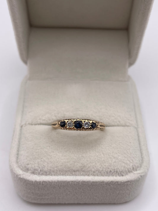 9ct gold sapphire and diamond ring