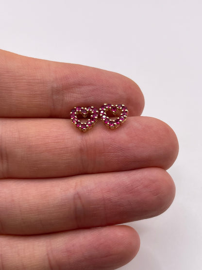 9ct gold ruby heart earrings
