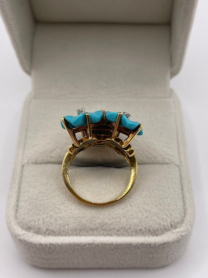 18ct gold turquoise and diamond ring