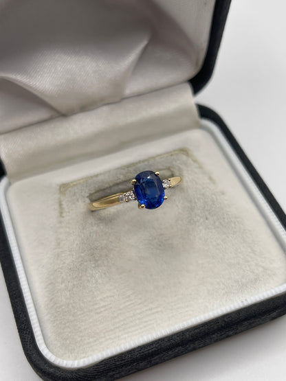 9ct gold kyanite and diamond ring