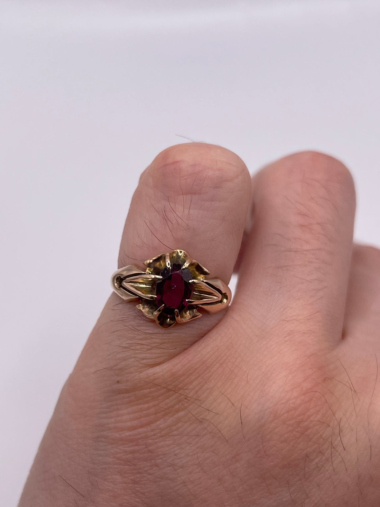 9ct rose gold garnet gypsy ring