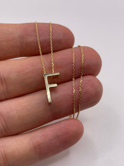 9ct gold initial F necklace