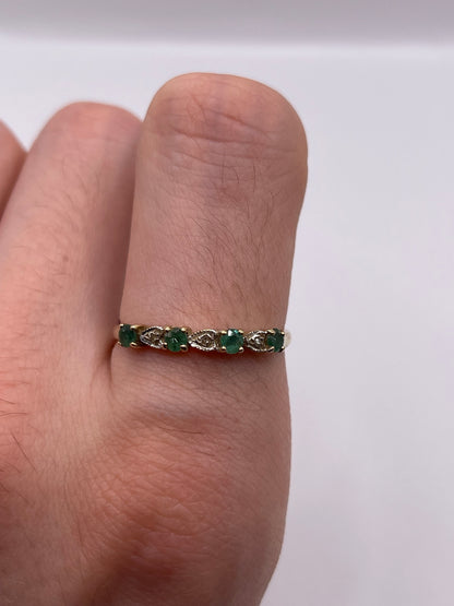 9ct gold emerald and diamond ring