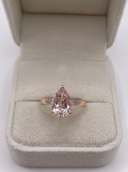 9ct rose gold morganite and diamond ring