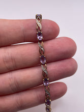 Load image into Gallery viewer, 9ct gold amethyst and diamond bracelet
