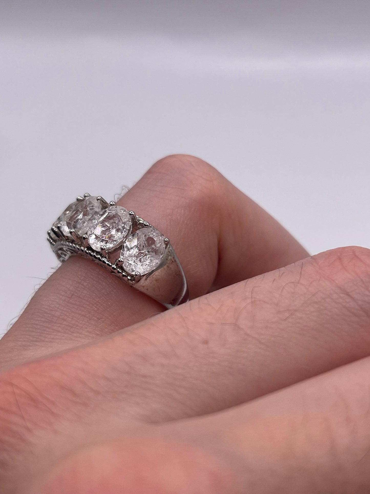 Silver gemstone ring