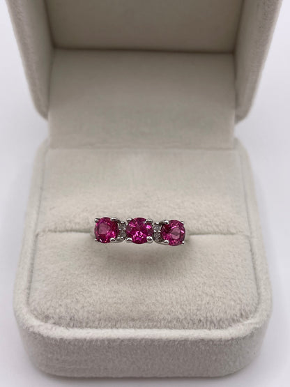 9ct white gold pink topaz and diamond ring