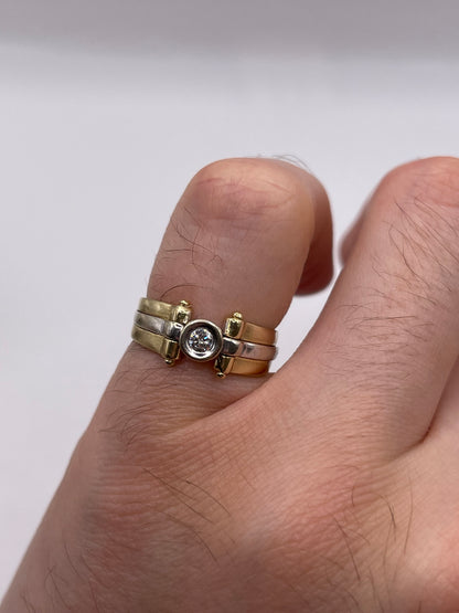 14ct two tone gold diamond ring