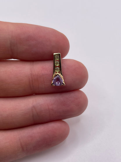 9ct gold amethyst and quartz pendant