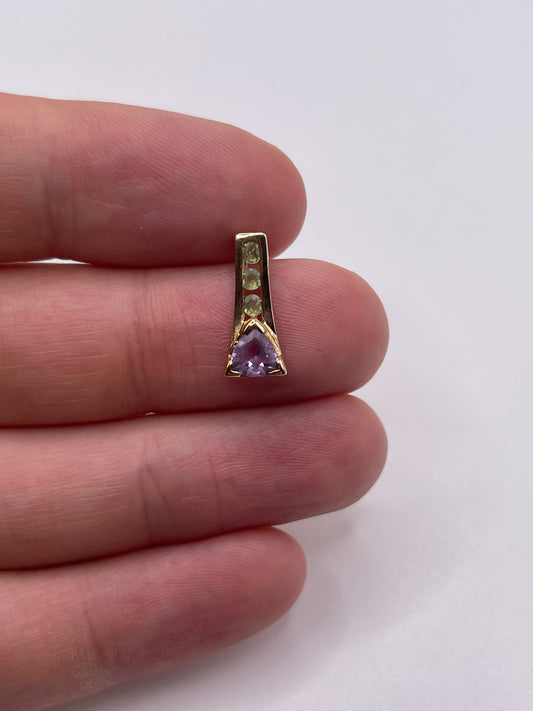 9ct gold amethyst and quartz pendant